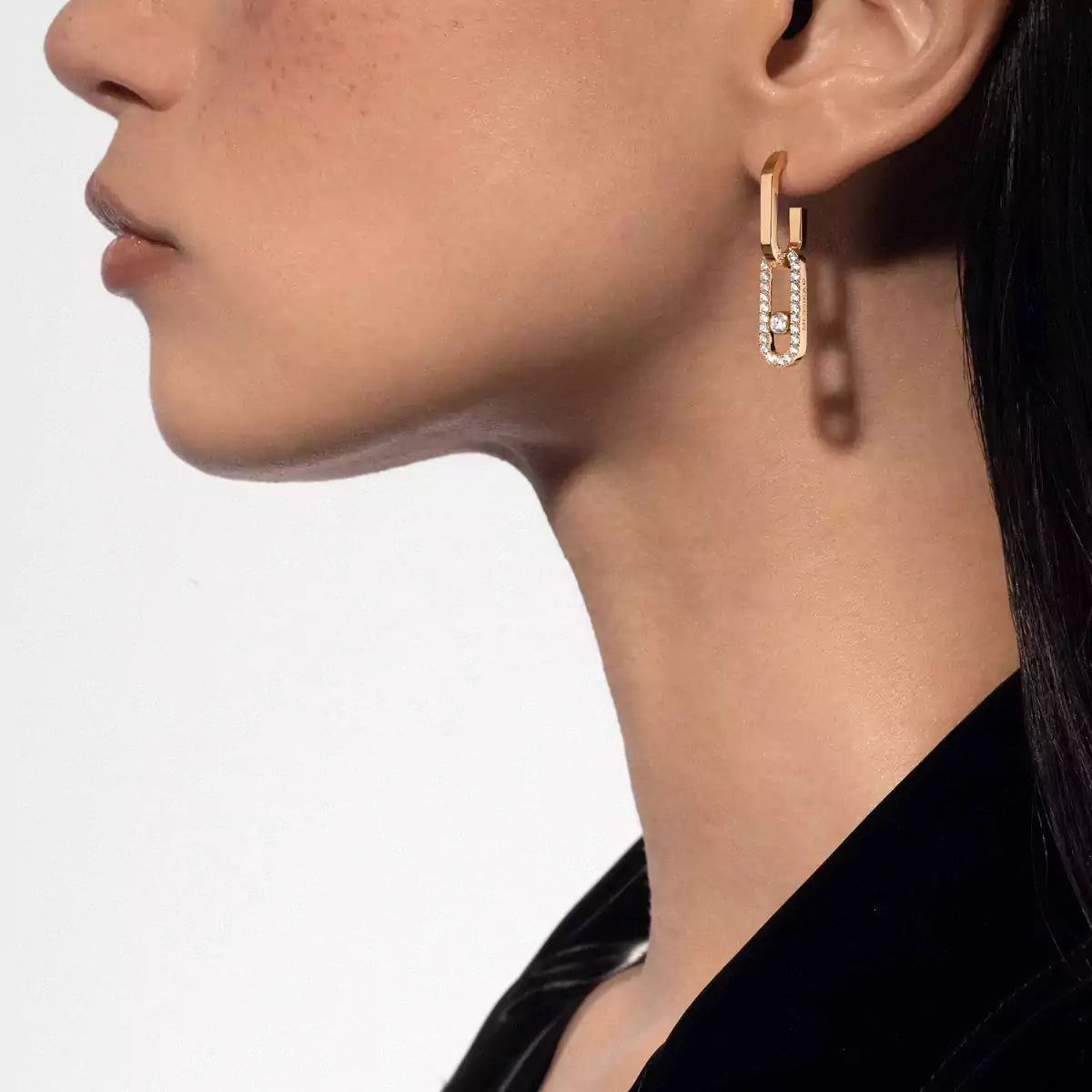 [CiCi]Move Link Diamond Earrings