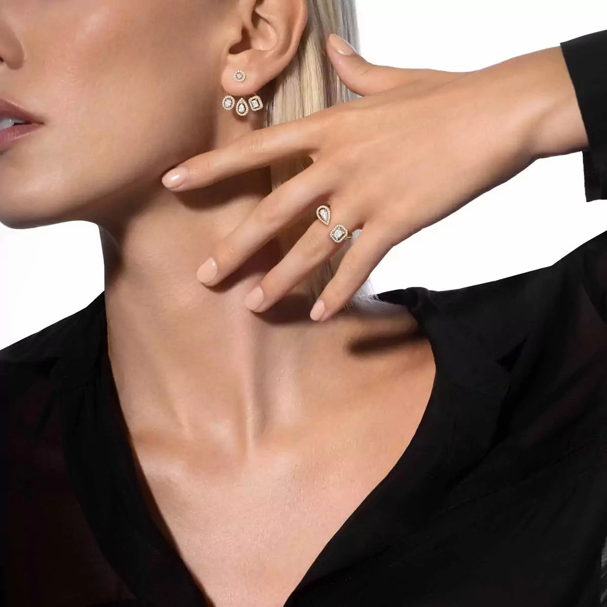 [CiCi] My Twin Trio  Diamond Earrings