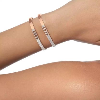 [CiCi]Move Noa Rose Gold Pavé Diamond Bangle Bracelet