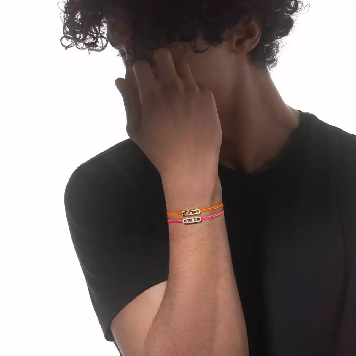 [CiCi]Messika Care(s) pink cord pavé bracelet