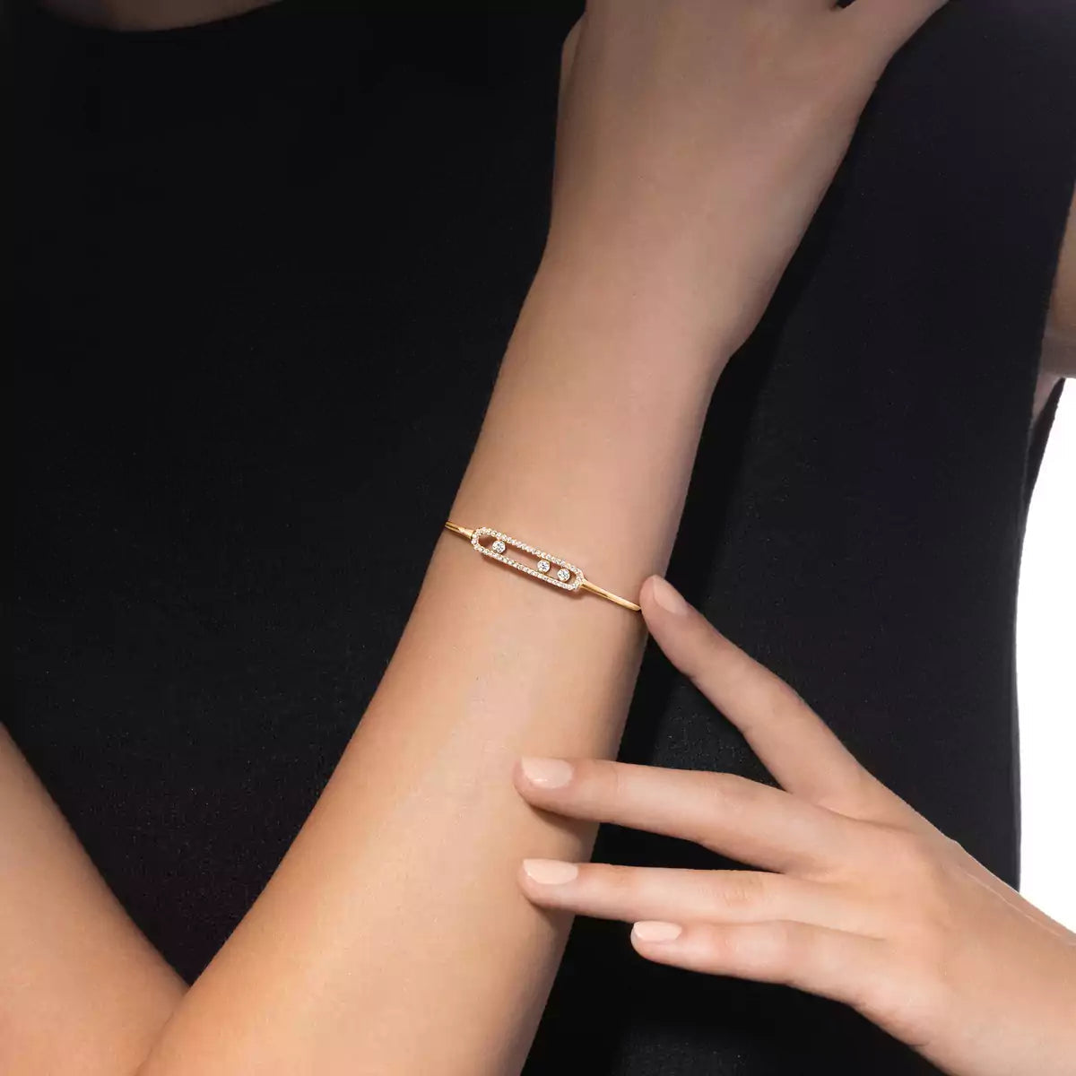 [CiCi]Move Pavé Diamond Bangle Bracelet M