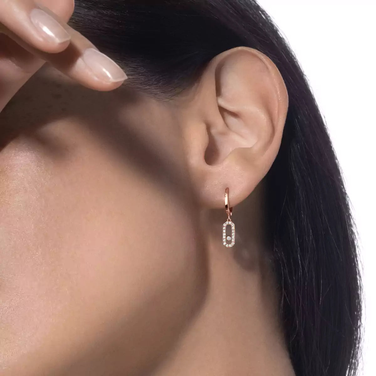 [CiCi]Move Uno Single Diamond Hoop Earring