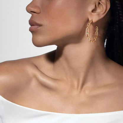 [CiCi]Move Link Diamond Hoop Earrings