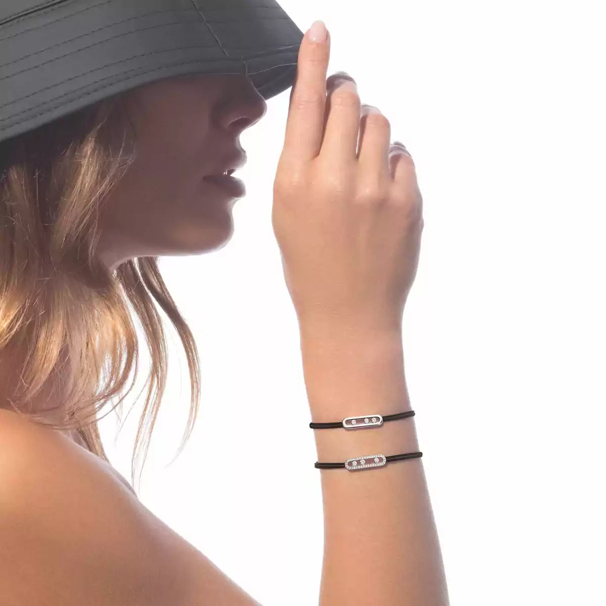 [CiCi]Messika Care(s) pink cord pavé bracelet