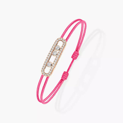 [CiCi]Messika Care(s) pink cord pavé bracelet