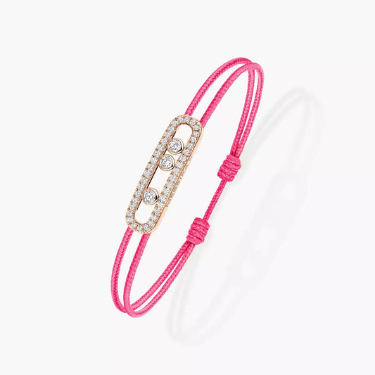 [CiCi]Messika Care(s) pink cord pavé bracelet
