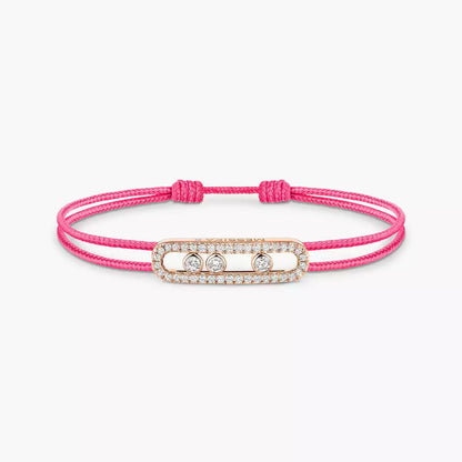 [CiCi]Messika Care(s) pink cord pavé bracelet