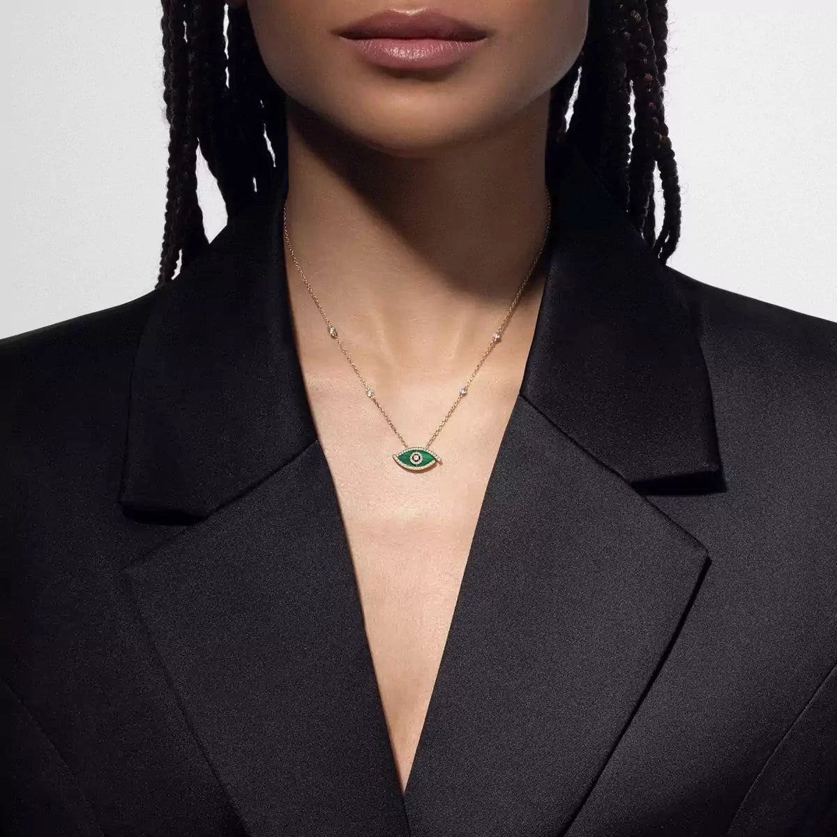 [CiCi]Lucky Eye Diamond Necklace in Rose Gold and Turquoise