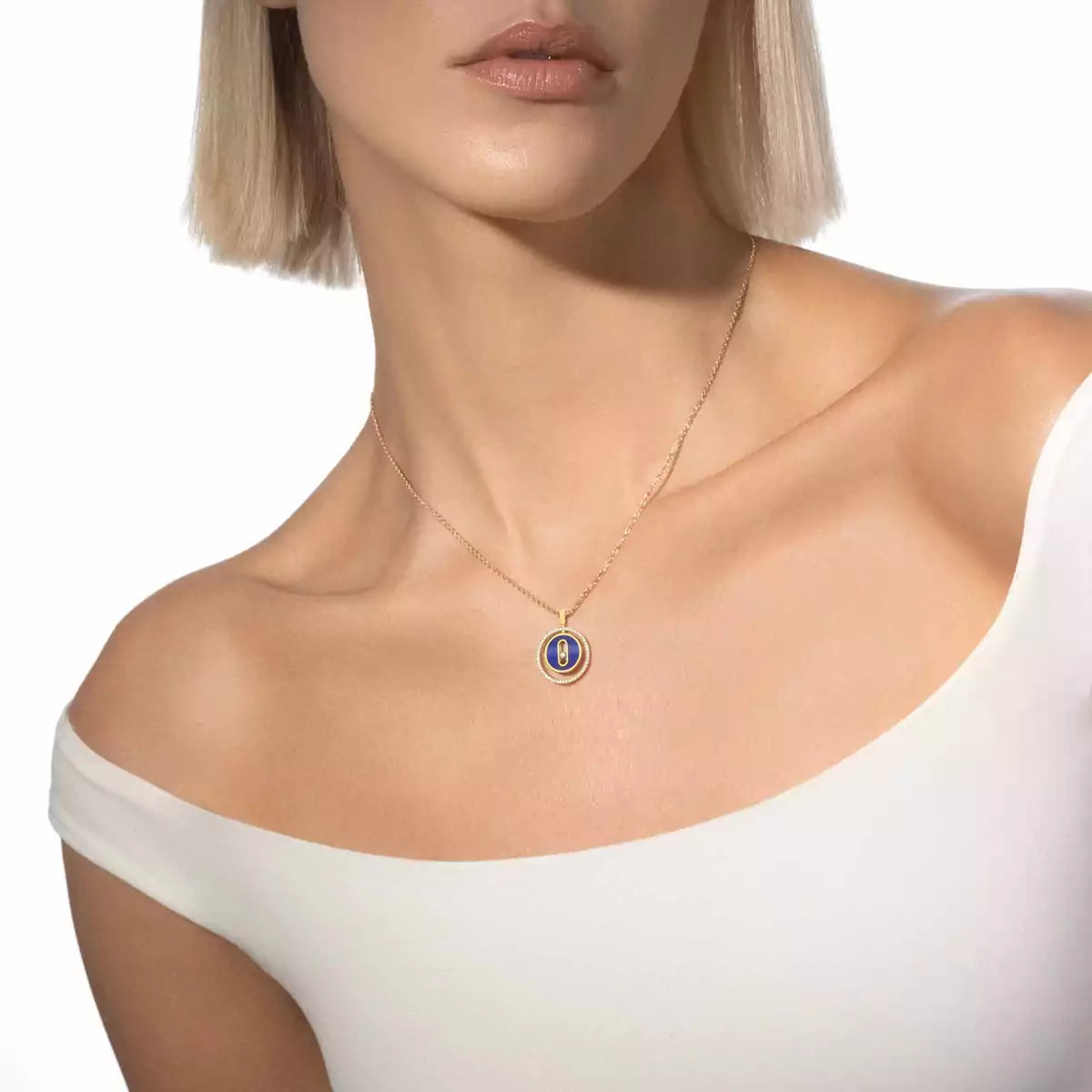 [CiCi]Lucky Move Diamond Necklace in Rose Gold and White Mother-of-Pearl