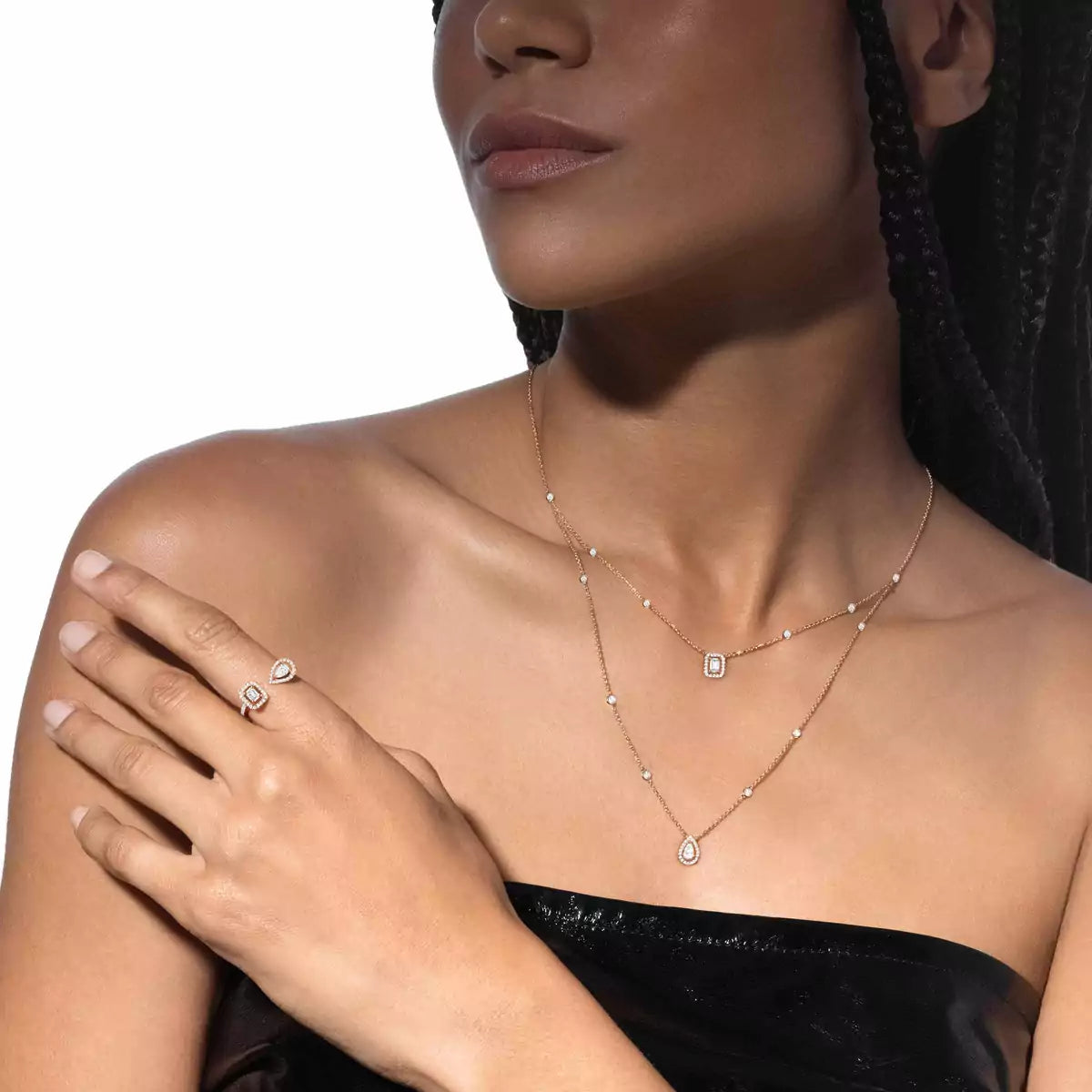 [CiCi]Diamond Necklace My Twin 2 Rows