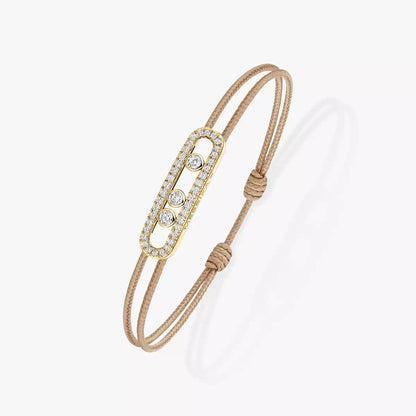 [CiCi]Messika Care(s) pink cord pavé bracelet