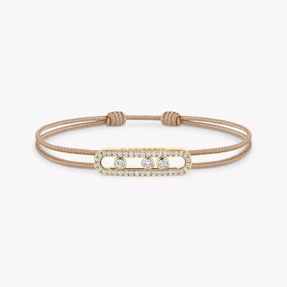 [CiCi]Messika Care(s) pink cord pavé bracelet