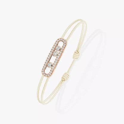 [CiCi]Messika Care(s) pink cord pavé bracelet
