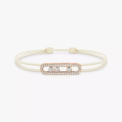 [CiCi]Messika Care(s) pink cord pavé bracelet