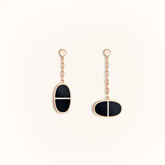 [CiCi]CHAINE VERSO BLACK CERAMIC EARRINGS