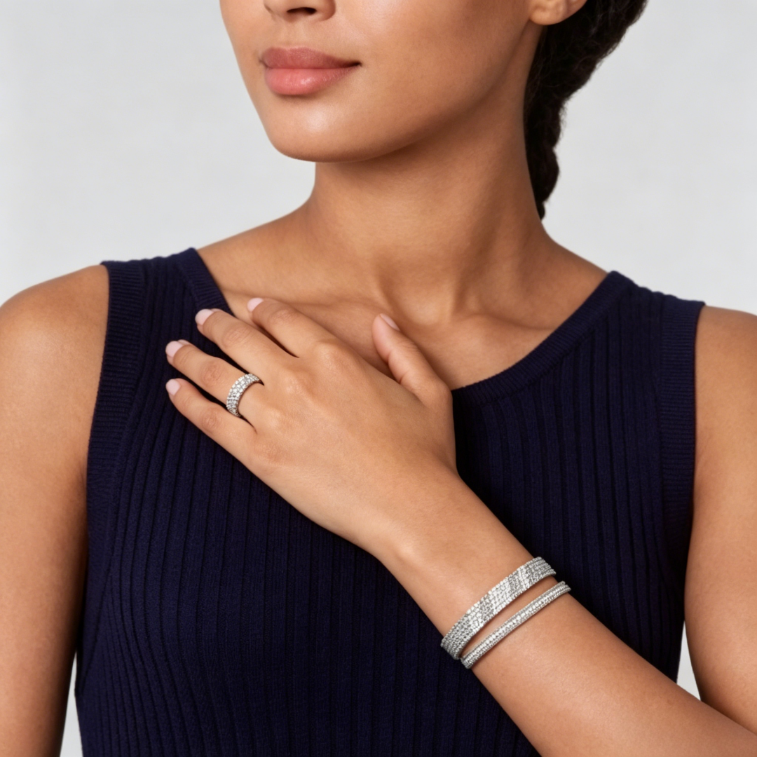[CiCi] THREE-ROW DIAMOND RING