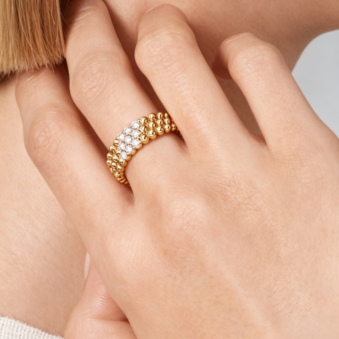 [CiCi] THREE-ROW DIAMOND RING