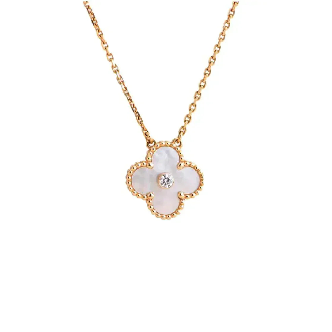[CiCi]CLOVER 15MM DIAMANT WEISSE FRITILLARIA-HALSKETTE