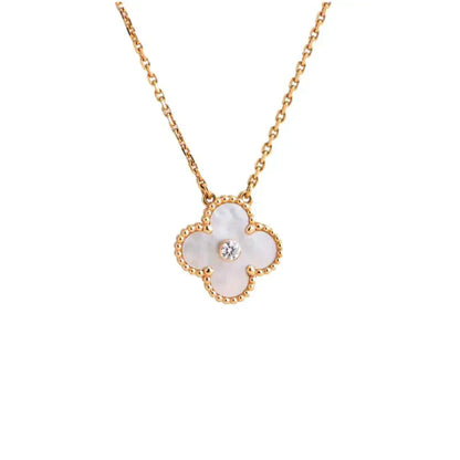 [CiCi]CLOVER 15MM DIAMANT WEISSE FRITILLARIA-HALSKETTE