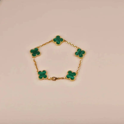 [CiCi] CLOVER 5 MOTIF MALACHITE BRACELET COLLECTION