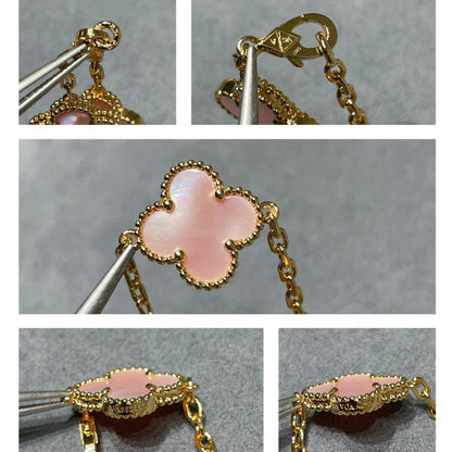 [CiCi]CLOVER 10 MOTIFS PINK MOP NECKLACE