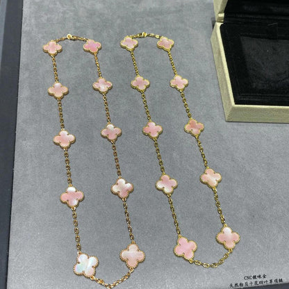 [CiCi]CLOVER 10 MOTIFS PINK MOP NECKLACE