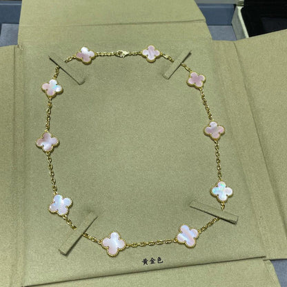 [CiCi]CLOVER 10 MOTIFS PINK MOP NECKLACE