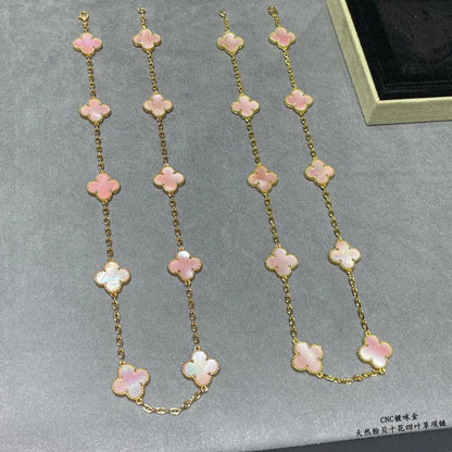 [CiCi]CLOVER 10 MOTIFS PINK MOP NECKLACE