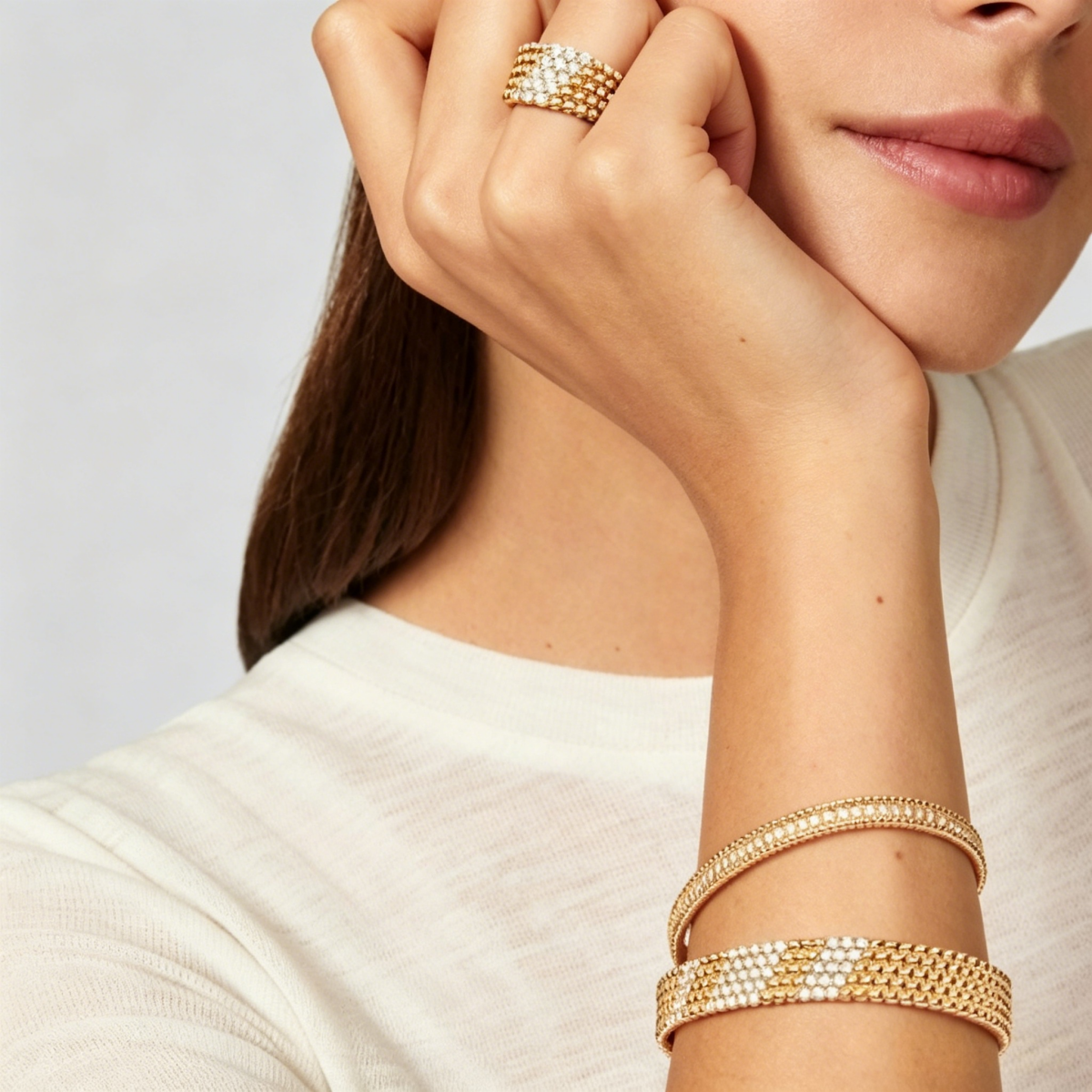 [CiCi]  FIVE-ROW DIAMOND BRACELET