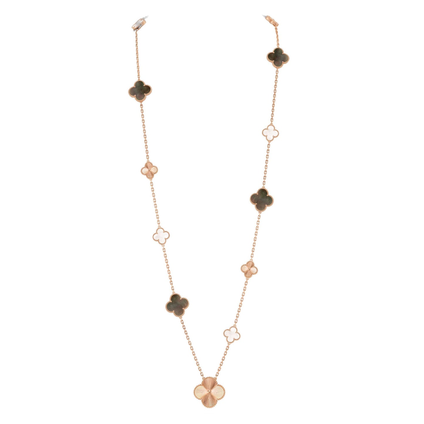 [CiCi]DETACHABLE CLOVER 15(11+4) FLOWER ROSE GOLD NECKLACE SET