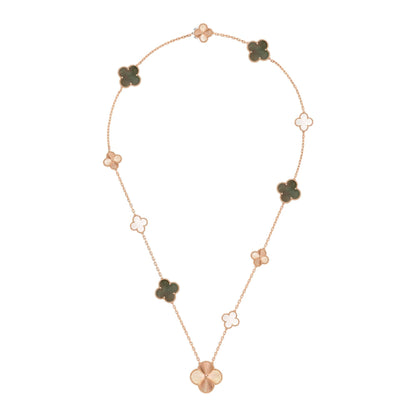 [CiCi]DETACHABLE CLOVER 15(11+4) FLOWER ROSE GOLD NECKLACE SET