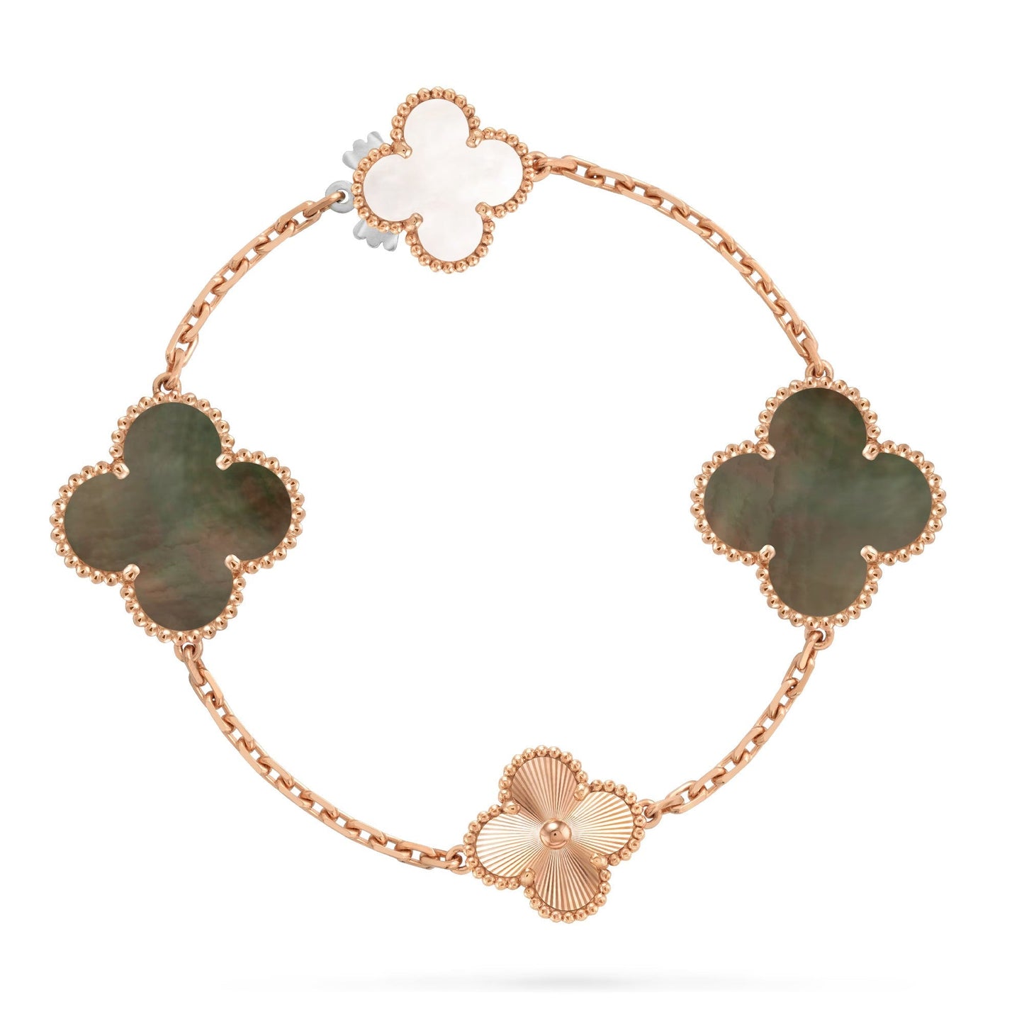 [CiCi]DETACHABLE CLOVER 15(11+4) FLOWER ROSE GOLD NECKLACE SET