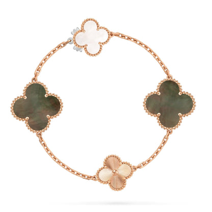[CiCi]DETACHABLE CLOVER 15(11+4) FLOWER ROSE GOLD NECKLACE SET