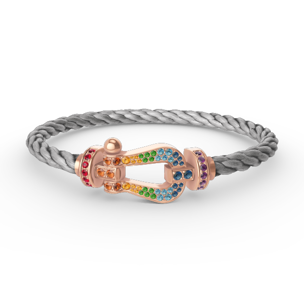 [CiCi]FORCE GROSSES HUFEISEN FARBIGES DIAMANT-ARMBAND ROSÉGOLD
