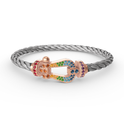 [CiCi]FORCE GROSSES HUFEISEN FARBIGES DIAMANT-ARMBAND ROSÉGOLD
