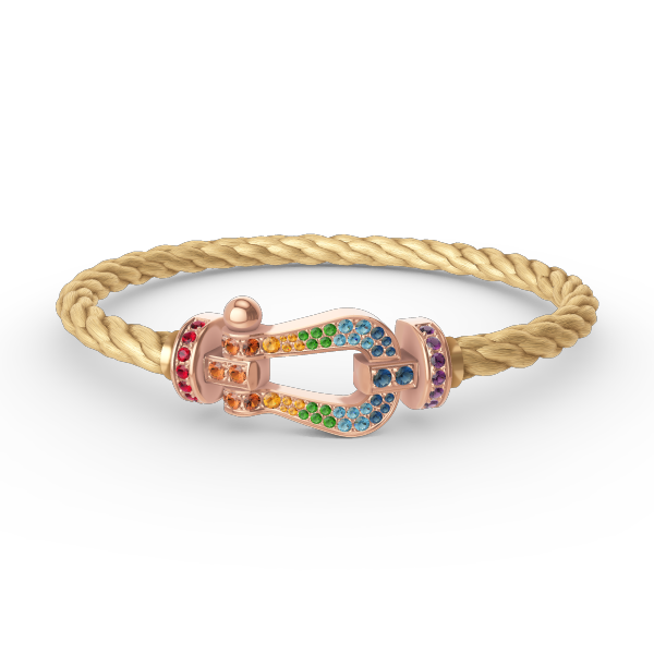 [CiCi]FORCE GROSSES HUFEISEN FARBIGES DIAMANT-ARMBAND ROSÉGOLD
