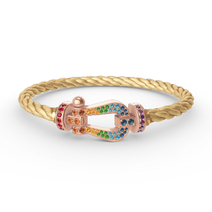 [CiCi]FORCE GROSSES HUFEISEN FARBIGES DIAMANT-ARMBAND ROSÉGOLD