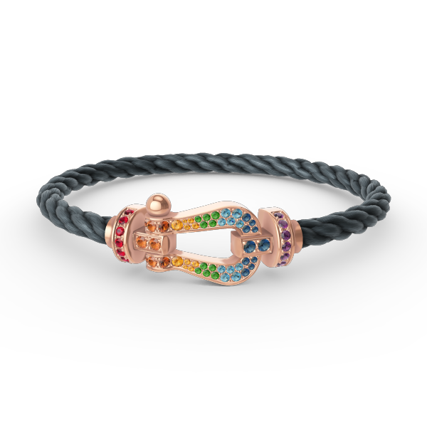 [CiCi]FORCE GROSSES HUFEISEN FARBIGES DIAMANT-ARMBAND ROSÉGOLD
