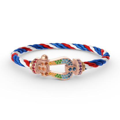 [CiCi]FORCE GROSSES HUFEISEN FARBIGES DIAMANT-ARMBAND ROSÉGOLD