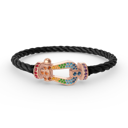 [CiCi]FORCE GROSSES HUFEISEN FARBIGES DIAMANT-ARMBAND ROSÉGOLD