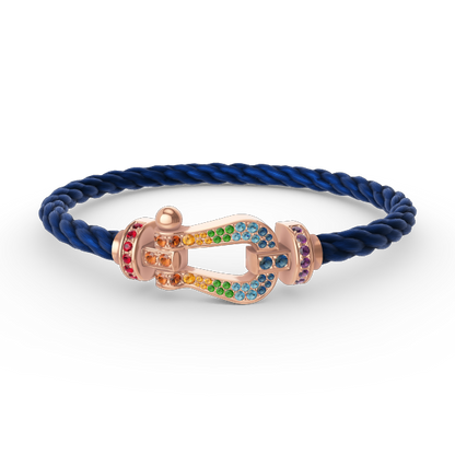 [CiCi]FORCE GROSSES HUFEISEN FARBIGES DIAMANT-ARMBAND ROSÉGOLD