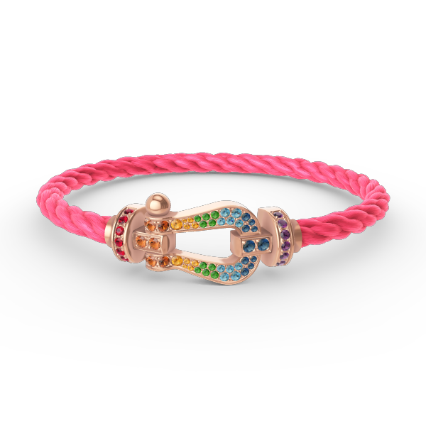 [CiCi]FORCE GROSSES HUFEISEN FARBIGES DIAMANT-ARMBAND ROSÉGOLD
