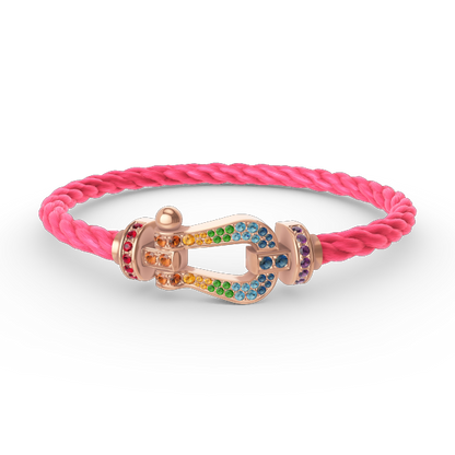 [CiCi]FORCE GROSSES HUFEISEN FARBIGES DIAMANT-ARMBAND ROSÉGOLD