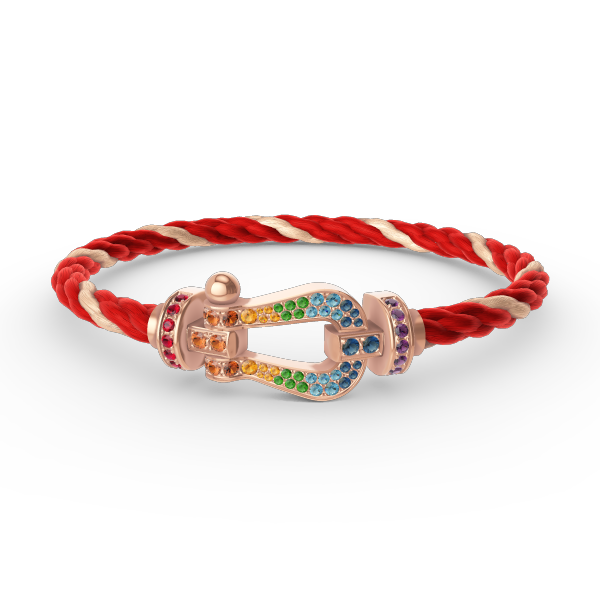[CiCi]FORCE GROSSES HUFEISEN FARBIGES DIAMANT-ARMBAND ROSÉGOLD