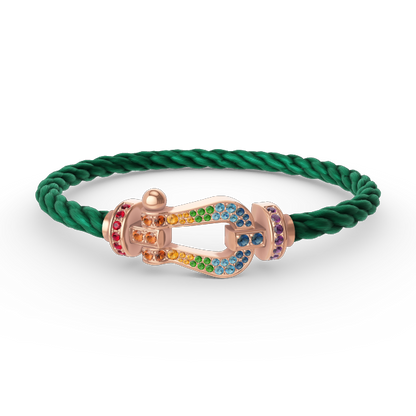 [CiCi]FORCE GROSSES HUFEISEN FARBIGES DIAMANT-ARMBAND ROSÉGOLD