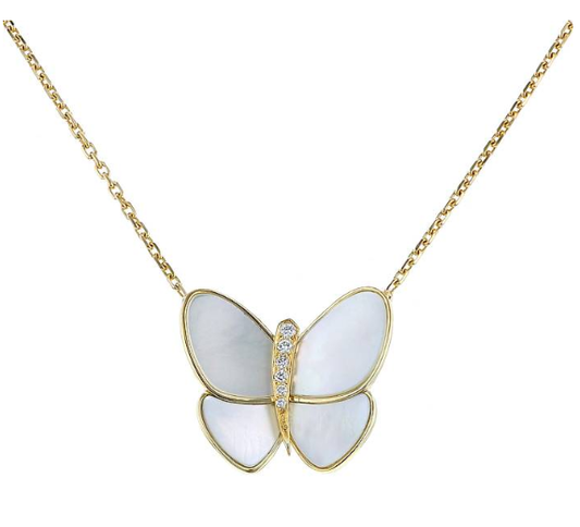 [CiCi]BUTTERFLY GOLD MOP DIAMOND NECKLACE