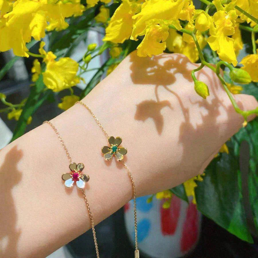 [CiCi]FRIVOLE GOLD FLOWER PINK MALACHITE BRACELET