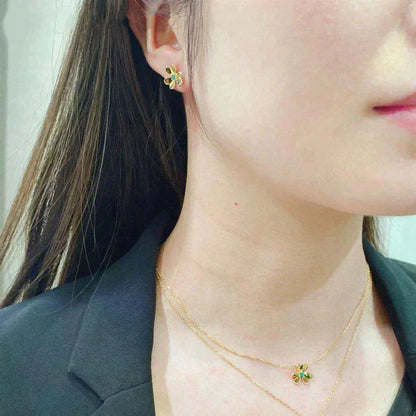 [CiCi]FRIVOLE  FLOWER MALACHITE EARRINGS