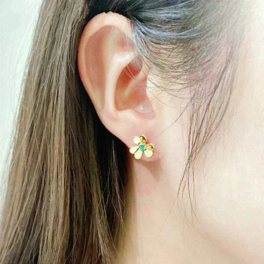 [CiCi]FRIVOLE  FLOWER MALACHITE EARRINGS