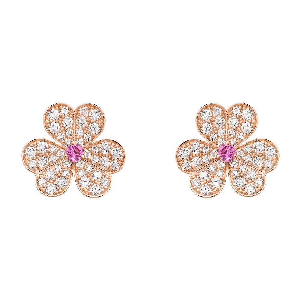 [CiCi]FRIVOLE PINK GOLD FLOWER DIAMOND EARRINGS